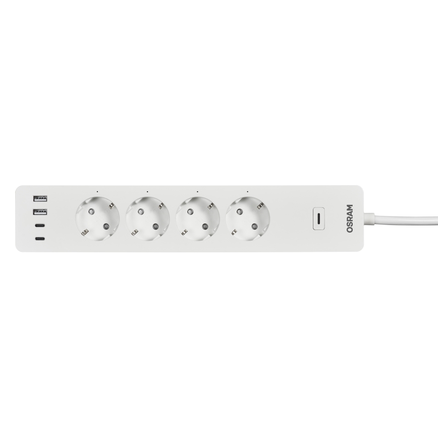 Osram - SMART+ 4 aljzatos hosszabbító, F típus + 2x USB-A + 2x USB-C Wi-Fi