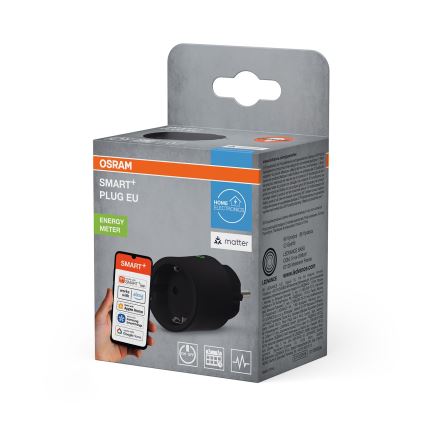 Osram - SMART+ MATTER SCHUKO okos dugalj 2300W/230V/10A Wi‑Fi fekete