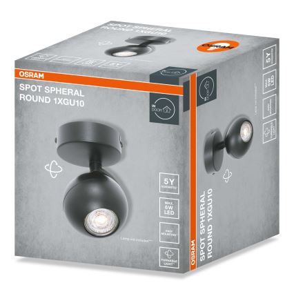 Osram - SPOT SPHERAL spotlámpa 1xGU10/6W/230V fekete