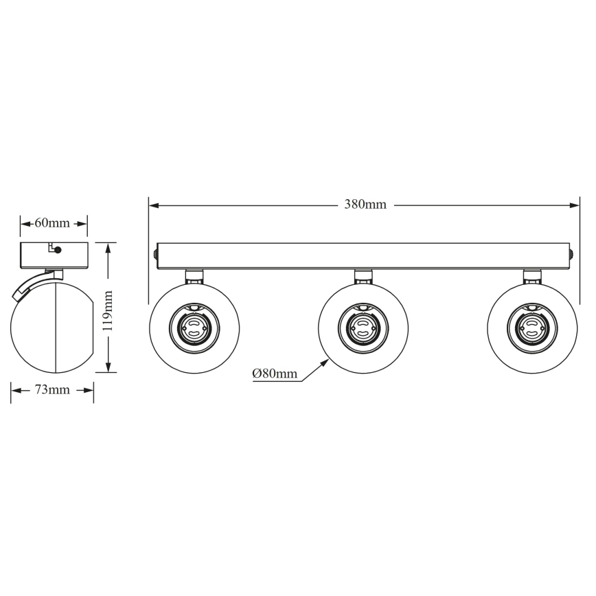 Osram - SPOT SPHERAL spotlámpa 3xGU10/6W/230V fekete