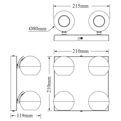 Osram - SPOT SPHERAL spotlámpa 4xGU10/6W/230V fehér