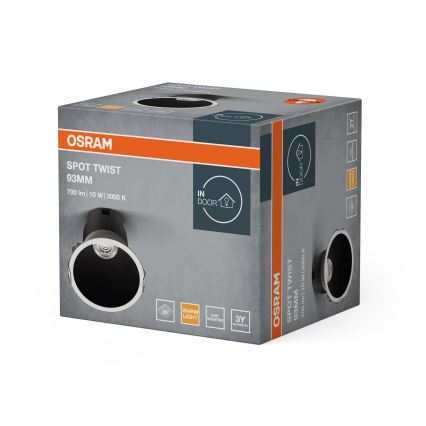 Osram - SPOT TWIST LED beépíthető lámpatest/10W/230V 3000K átmérő 9,3 cm fehér/fekete