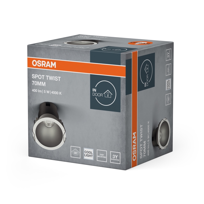 Osram - SPOT TWIST beépíthető LED spotlámpatest LED/5W/230V 4000K átm. 7 cm fehér/ezüst