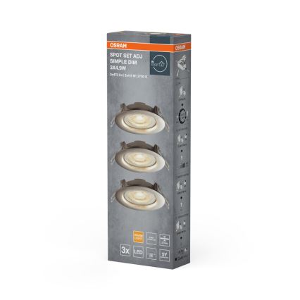 Osram - SZETT 3x dimmelhető beépíthető LED lámpatest LED/4,9W/230V