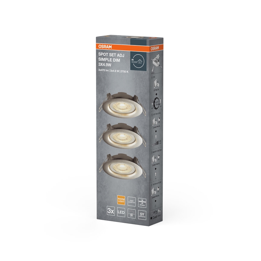Osram - SZETT 3x dimmelhető beépíthető LED lámpatest LED/4,9W/230V