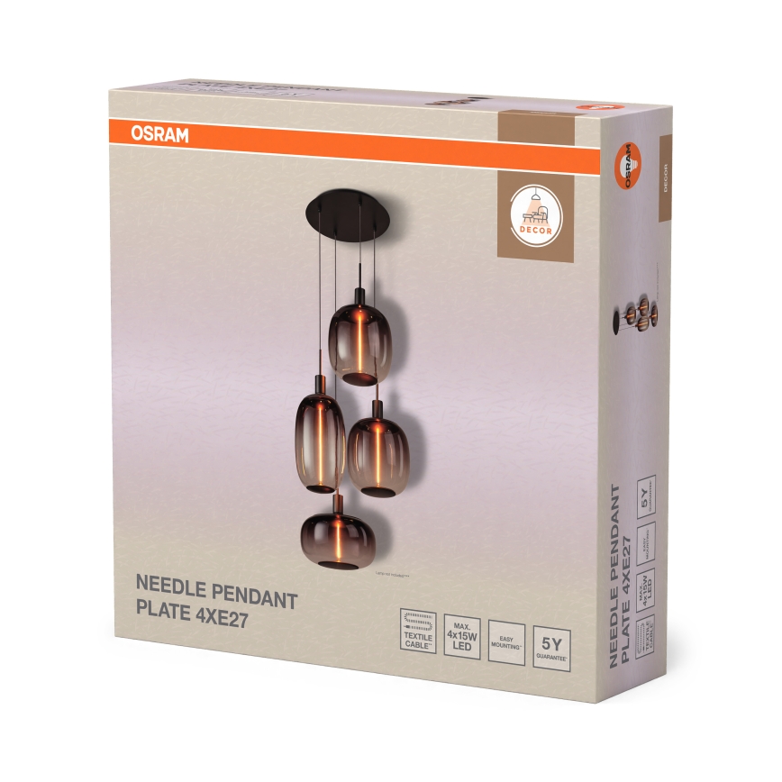 Osram - Tápkábel NEEDLE PENDANT 4xE27/25W/230V antracit