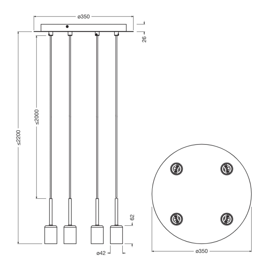 Osram - tápkábel NEEDLE PENDANT 4xE27/25W/230V bézs