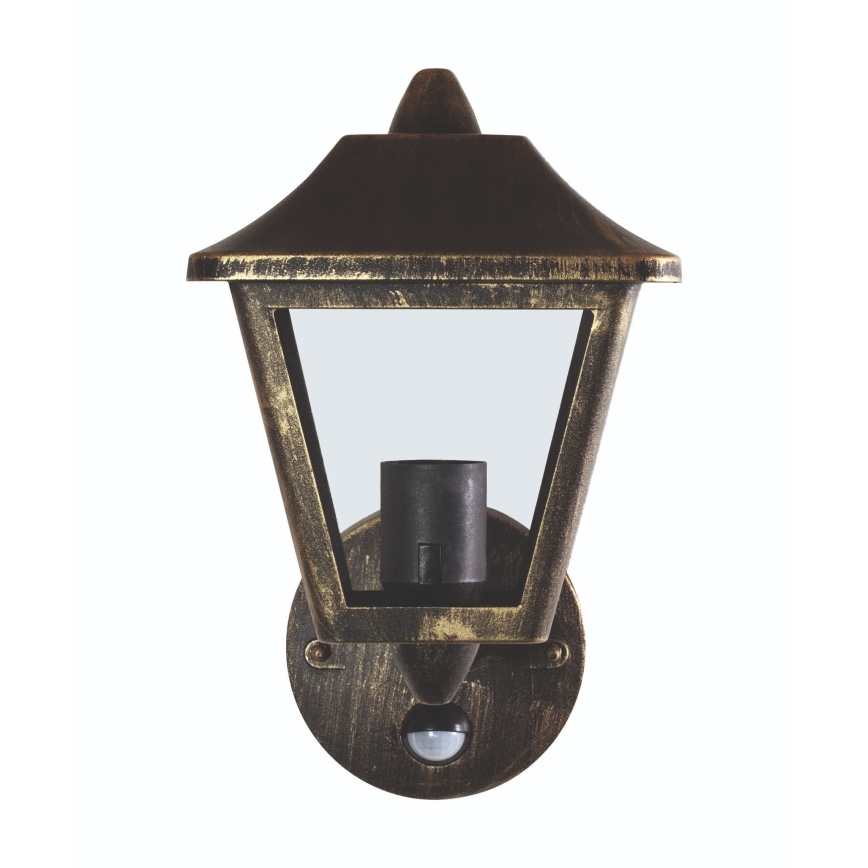 Osram - Kültéri fali lámpa mozgásérzékelővel TRADITION UP 1xE27/60W/230V IP44 patina/arany