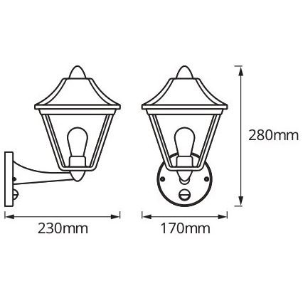 Osram - Kültéri fali lámpa mozgásérzékelővel TRADITION UP 1xE27/60W/230V IP44 patina/arany