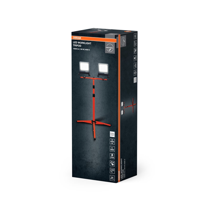 Osram - TRIPOD állvánnyal felszerelt LED-reflektor, 2xLED/50W/230V, IP65