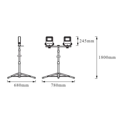 Osram - TRIPOD állvánnyal felszerelt LED-reflektor, 2xLED/50W/230V, IP65
