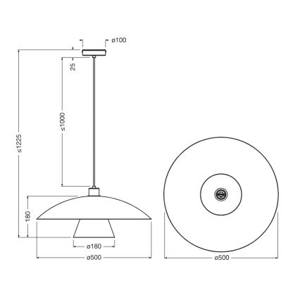 Osram - Zsinóros függeszték DECOR FLYING MUSHROOM 1xE27/25W/230V Ø 50 cm fekete