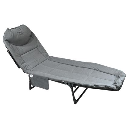 Összecsukható, állítható kempingágy, szürke