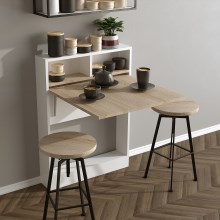 Összecsukható asztal BRACKED 90x70 cm fehér/barna