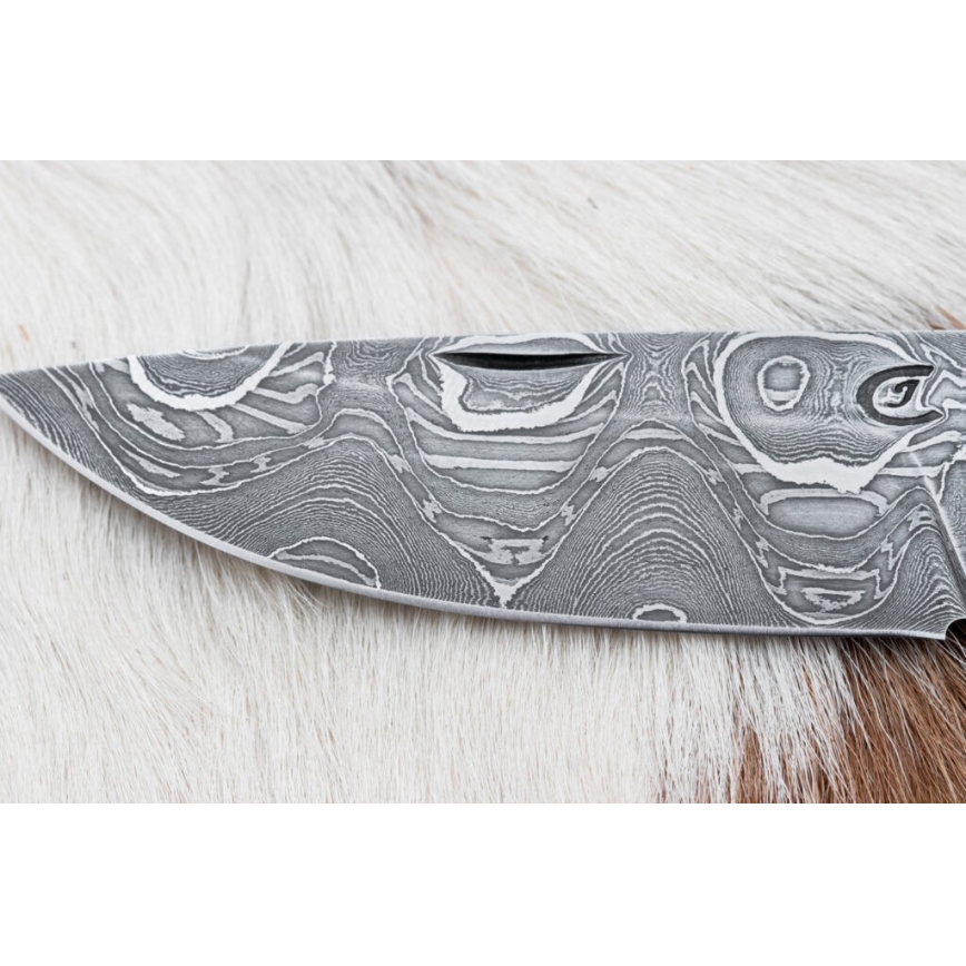 Összecsukható damaszkuszi kés 8,5 cm hársfa