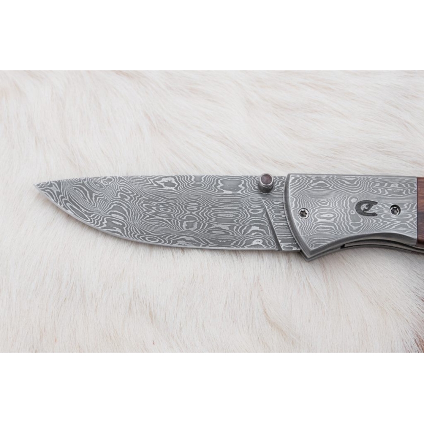 Összecsukható damaszkuszi kés 8 cm vasfa