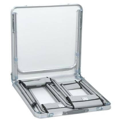 Összecsukható kempingasztal + 4x szék fehér/matt króm