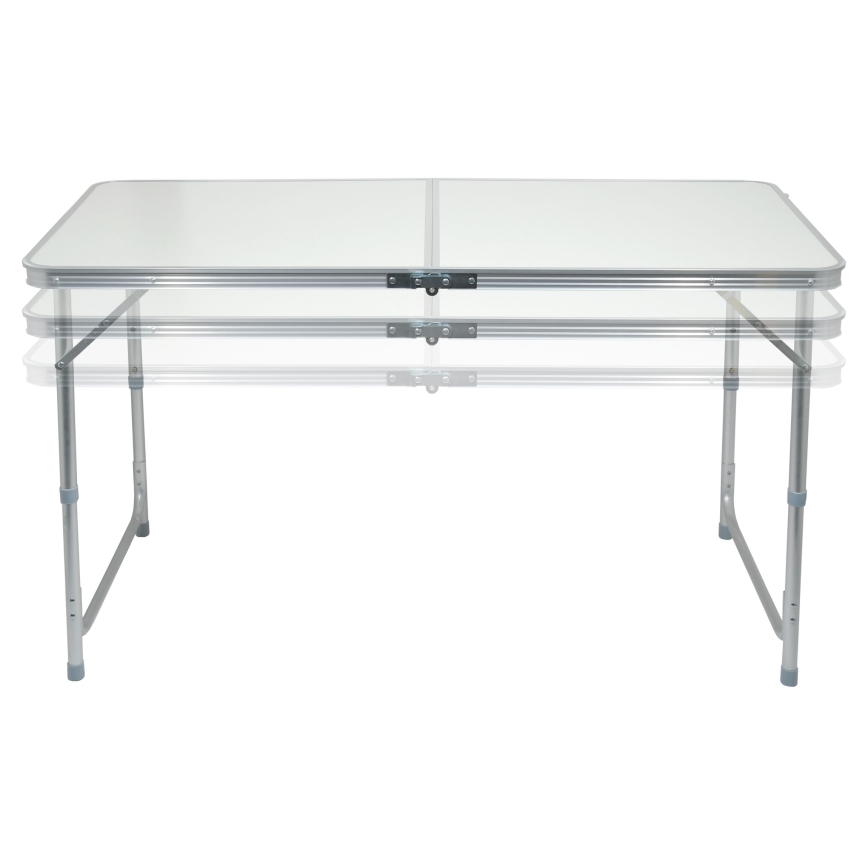 Összecsukható kempingasztal + 4x szék fehér/matt króm