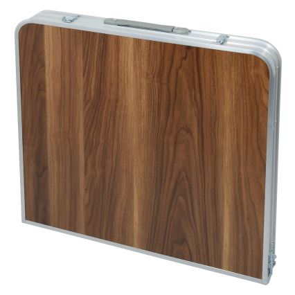 Összecsukható kempingasztal barna/matt króm