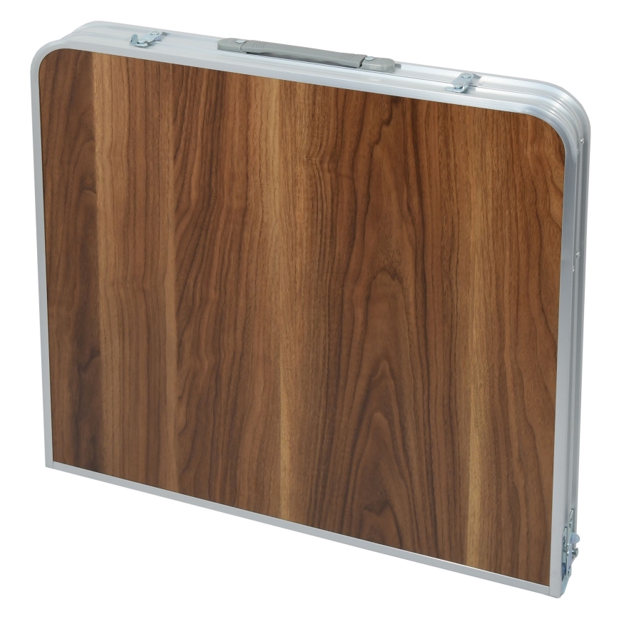 Összecsukható kempingasztal barna/matt króm