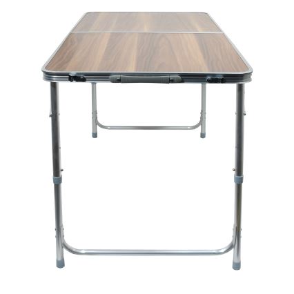 Összecsukható kempingasztal barna/matt króm