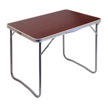 Összecsukható kempingasztal barna/matt króm