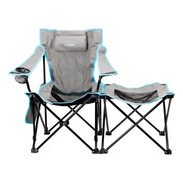 Összecsukható kempingasztal + szék szürke/kék