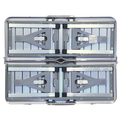 Összecsukható kempingasztal székekkel fehér/matt króm