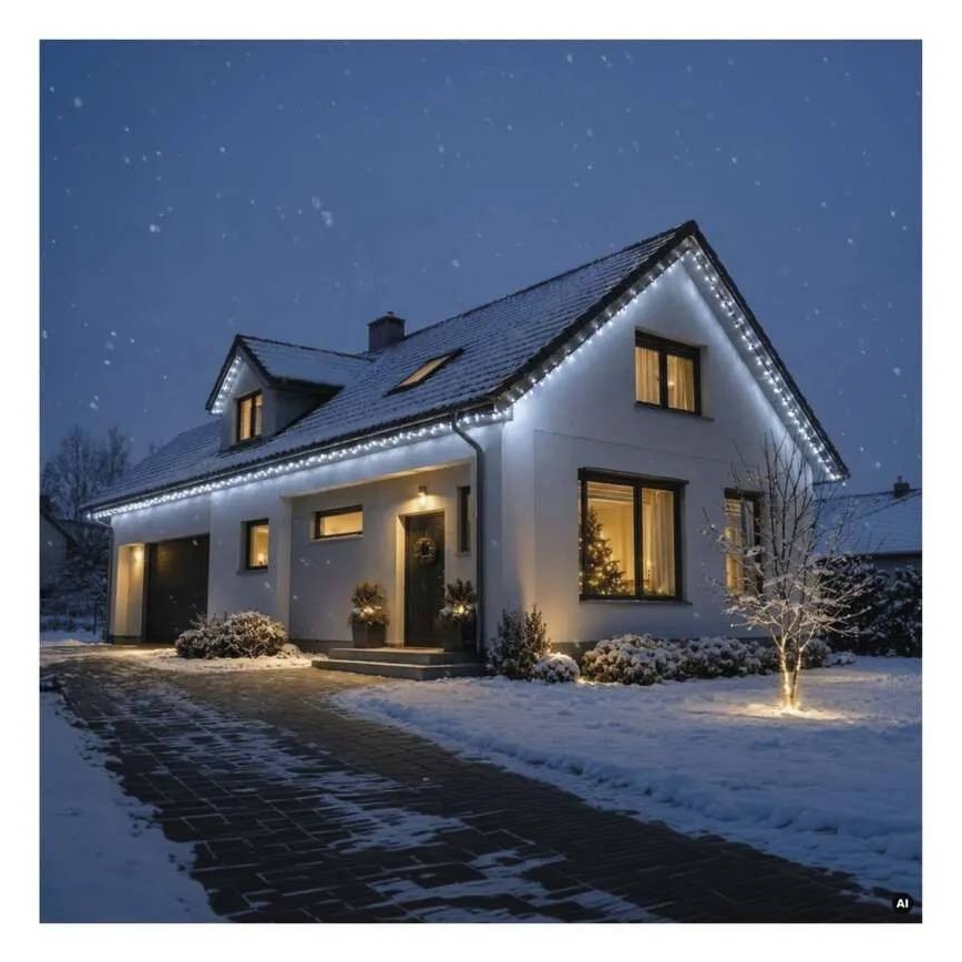 Összekapcsolható fényfüzér 100xLED/10m IP44, hideg fehér, fekete