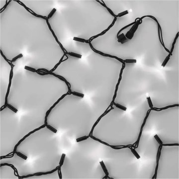 Összekapcsolható fényfüzér 50xLED/5m IP44 hideg fehér fekete