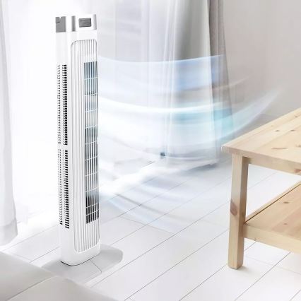 Oszlopos ventilátor hőmérsékletjelzővel, távirányítóval 55W/230V