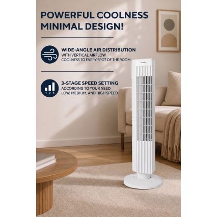 Oszlopventilátor 50W/230V, fehér