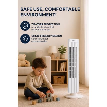 Oszlopventilátor 50W/230V, fehér