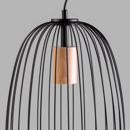 OVELLA kábeles függeszték 1xE27/15W/230V, átm. 25 cm, fekete/fenyő