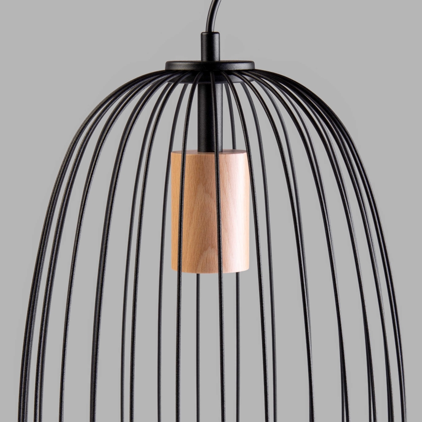 OVELLA kábeles függeszték 1xE27/15W/230V, átm. 25 cm, fekete/fenyő