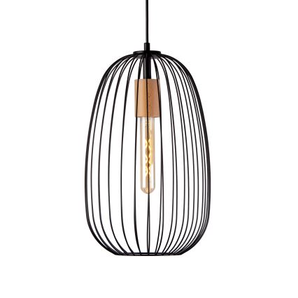 OVELLA kábeles függeszték 1xE27/15W/230V, átm. 25 cm, fekete/fenyő