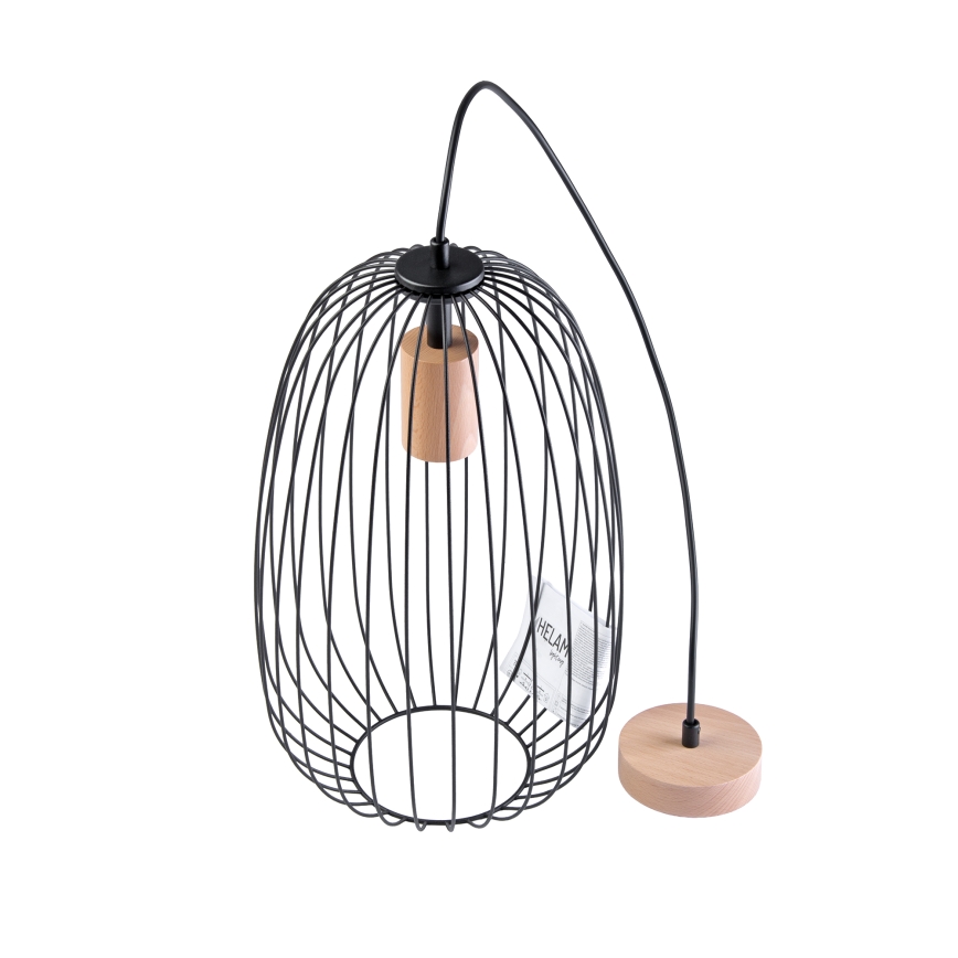 OVELLA kábeles függeszték 1xE27/15W/230V, átm. 25 cm, fekete/fenyő