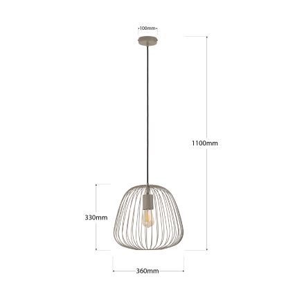 OVELLA kábeles függeszték 1xE27/15W/230V, átmérő 36 cm, bézs