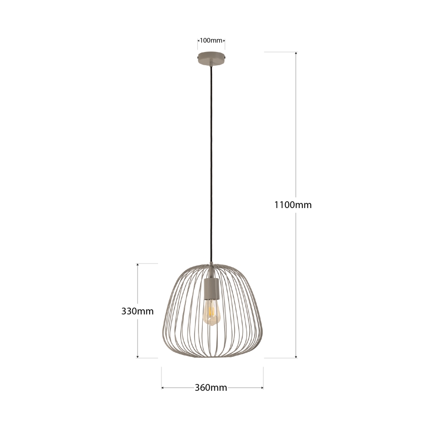 OVELLA kábeles függeszték 1xE27/15W/230V, átmérő 36 cm, bézs