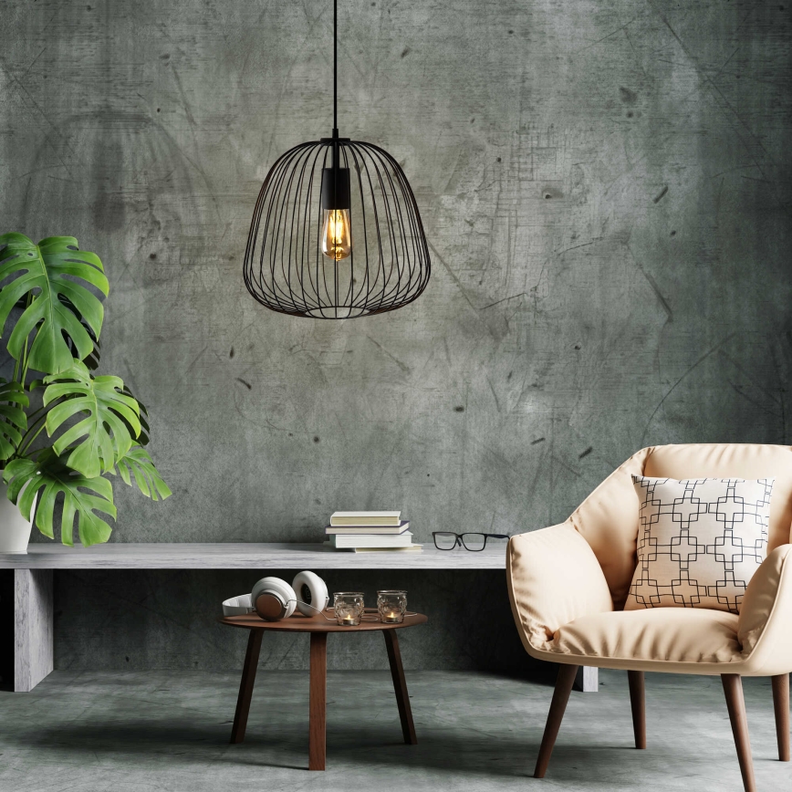 OVELLA kábeles függeszték 1xE27/15W/230V, átmérő 36 cm, fekete