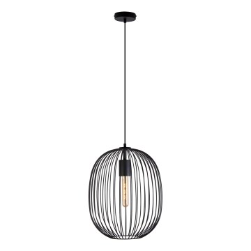 OVELLA kábellel függesztett csillár 1xE27/15W/230V, Ø 34 cm, fekete