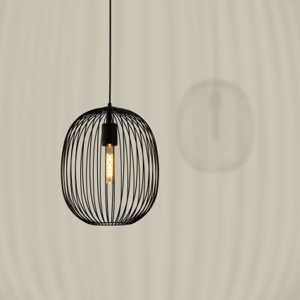 OVELLA kábellel függesztett csillár 1xE27/15W/230V, Ø 34 cm, fekete