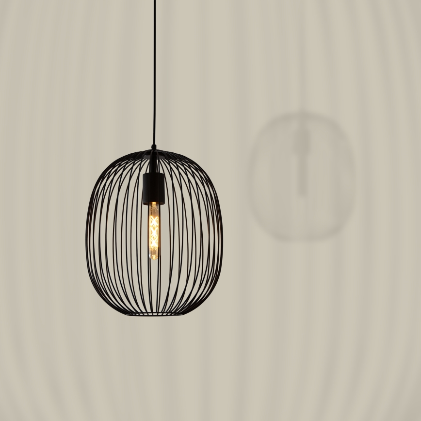OVELLA kábellel függesztett csillár 1xE27/15W/230V, Ø 34 cm, fekete