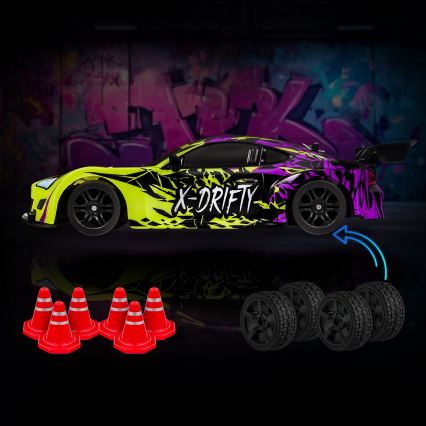 Overmax - RC drift autó távirányítós X-DRIFT 1000 mAh sárga/lila