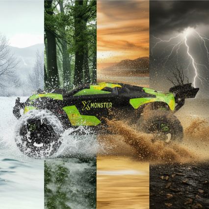 Overmax - X-MONSTER 3.5 távirányítós RC autó, 1700 mAh, fekete/piros/zöld