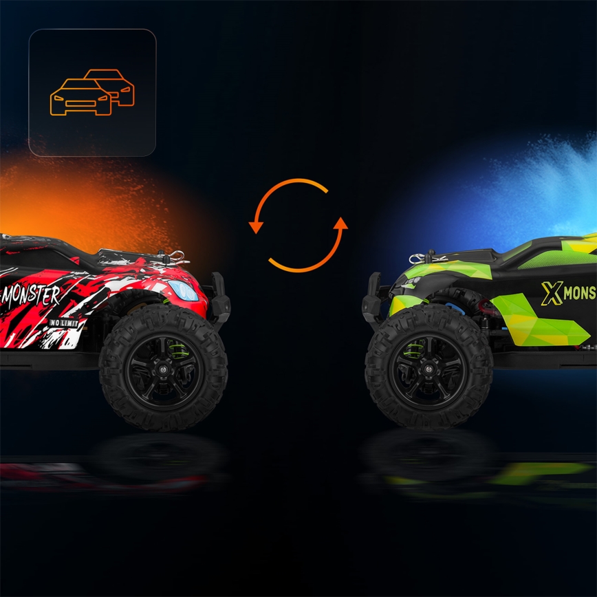 Overmax - X-MONSTER 3.5 2 az 1-ben RC távirányítós autó, 1700 mAh, fekete/piros/zöld