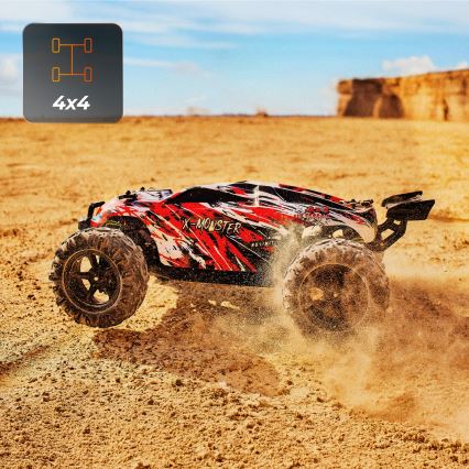 Overmax - X-MONSTER 3.5 2 az 1-ben RC távirányítós autó, 1700 mAh, fekete/piros/zöld