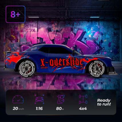 Overmax - X-OVERSLIDE RC drift távirányítós autó 1000 mAh fekete/zöld/kék/piros