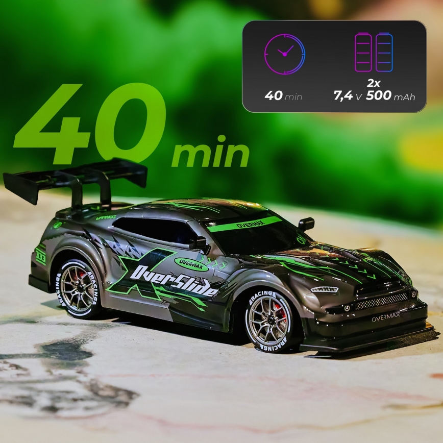 Overmax - X-OVERSLIDE RC drift távirányítós autó 1000 mAh fekete/zöld/kék/piros