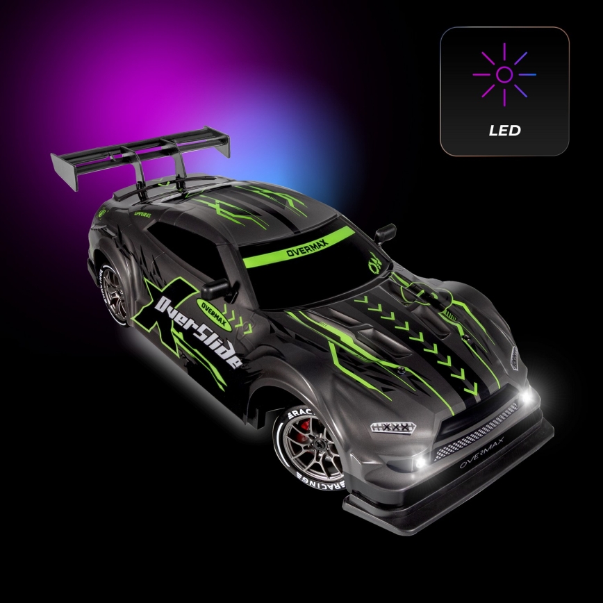 Overmax - X-OVERSLIDE RC drift távirányítós autó 1000 mAh fekete/zöld/kék/piros
